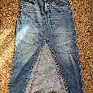 Denim Maxi Skirt with Front Slit